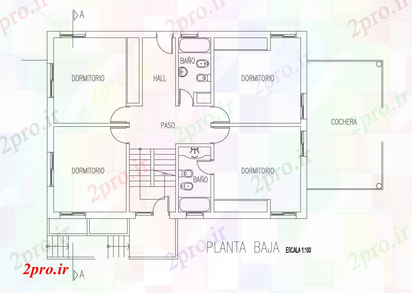 دانلود نقشه مسکونی  ، ویلایی ، آپارتمان  خانه اتاق طرح (کد89106)