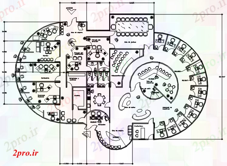 دانلود نقشه ساختمان اداری - تجاری - صنعتی طرحی اداره 26 در 33 متر (کد89109)