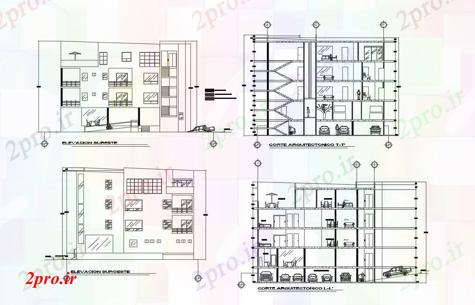دانلود نقشه هتل - رستوران - اقامتگاه  طراحی هتل کوچک ساختمانی (کد89116)
