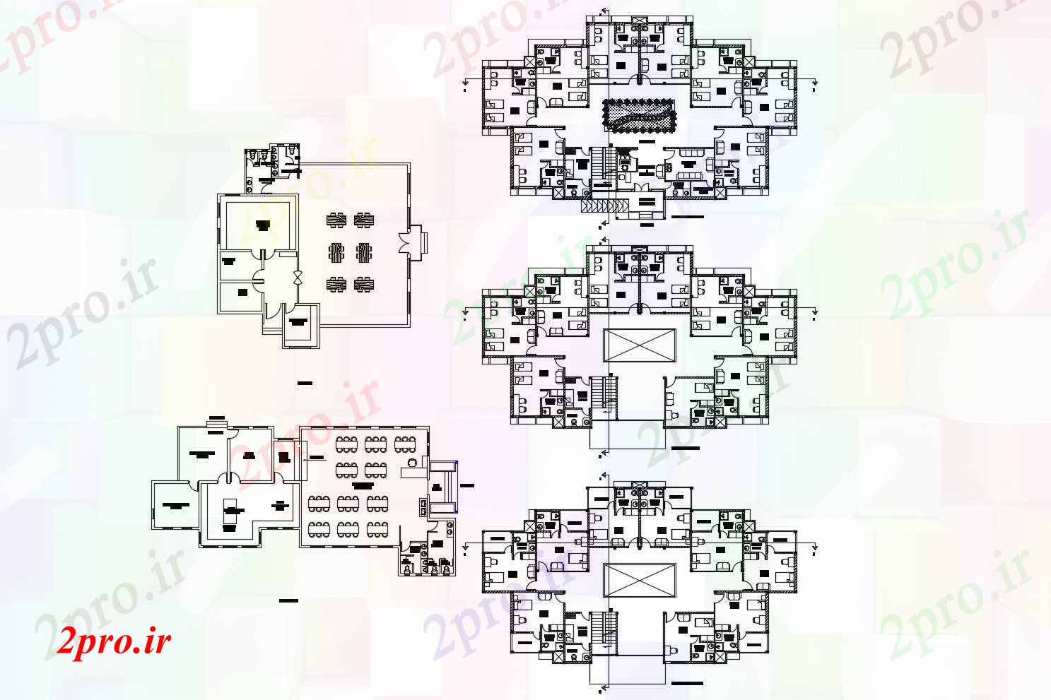 دانلود نقشه هتل - رستوران - اقامتگاه طراحی مهمان خانه 17 در 30 متر (کد89122)