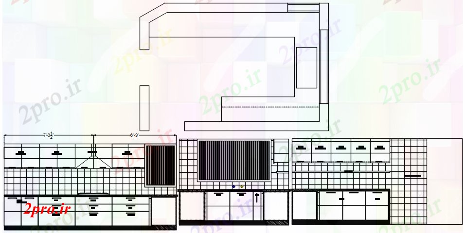 دانلود نقشه مسکونی  ، ویلایی ، آپارتمان  بخش آشپزخانه نشیمن (کد89146)