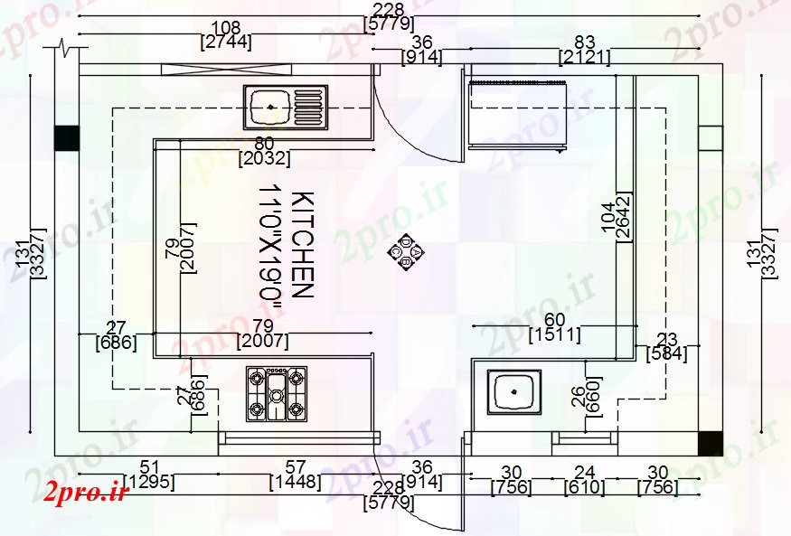 دانلود نقشه مسکونی  ، ویلایی ، آپارتمان  چیدمان آشپزخانه طراحی (کد89148)