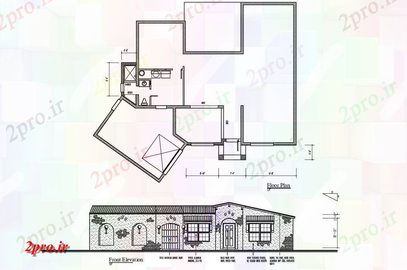 دانلود نقشه مسکونی  ، ویلایی ، آپارتمان  طرحی خانه با نما (کد89155)