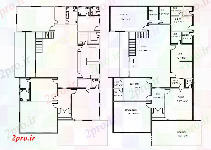 دانلود نقشه مسکونی  ، ویلایی ، آپارتمان  لوکس طرحی ویلایی خانه (کد89166)