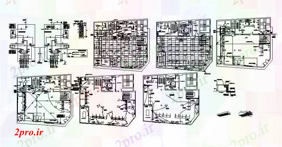 دانلود نقشه ساختمان اداری - تجاری - صنعتی دفتر طرح 17 در 18 متر (کد89182)