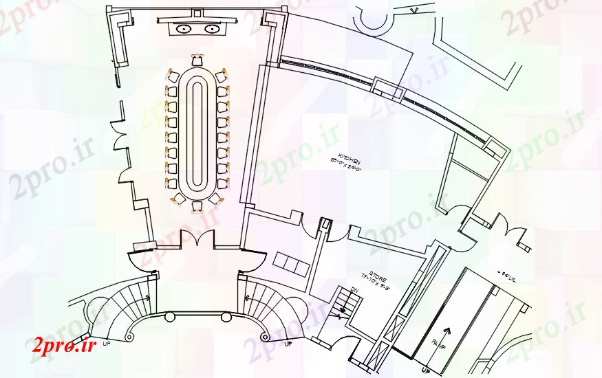 دانلود نقشه مسکونی  ، ویلایی ، آپارتمان  ناهارخوری طراحی اتاق (کد89200)