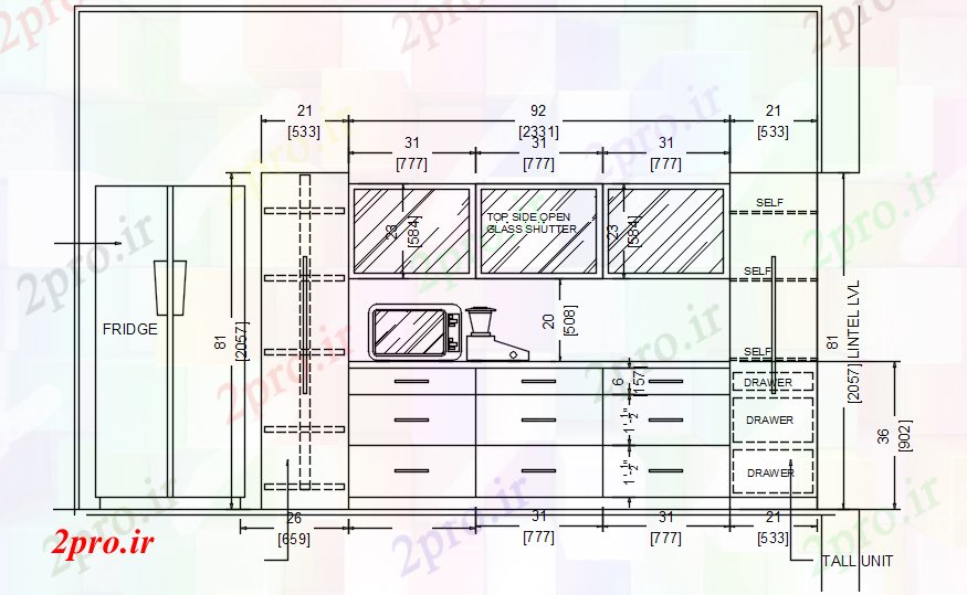 دانلود نقشه مسکونی  ، ویلایی ، آپارتمان  کابینت آشپزخانه طراحی و طرحی بندی (کد89208)