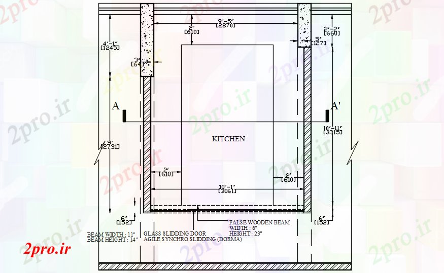 دانلود نقشه مسکونی  ، ویلایی ، آپارتمان  آشپزخانه طبقه طراحی (کد89209)