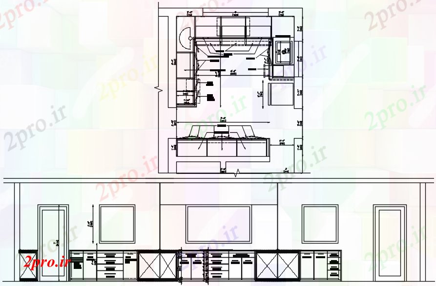 دانلود نقشه مسکونی  ، ویلایی ، آپارتمان  طراحی آشپزخانه (کد89211)