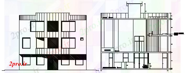 دانلود نقشه ساختمان اداری - تجاری - صنعتی ساختمان نماات نشیمن 13 در 22 متر (کد89264)