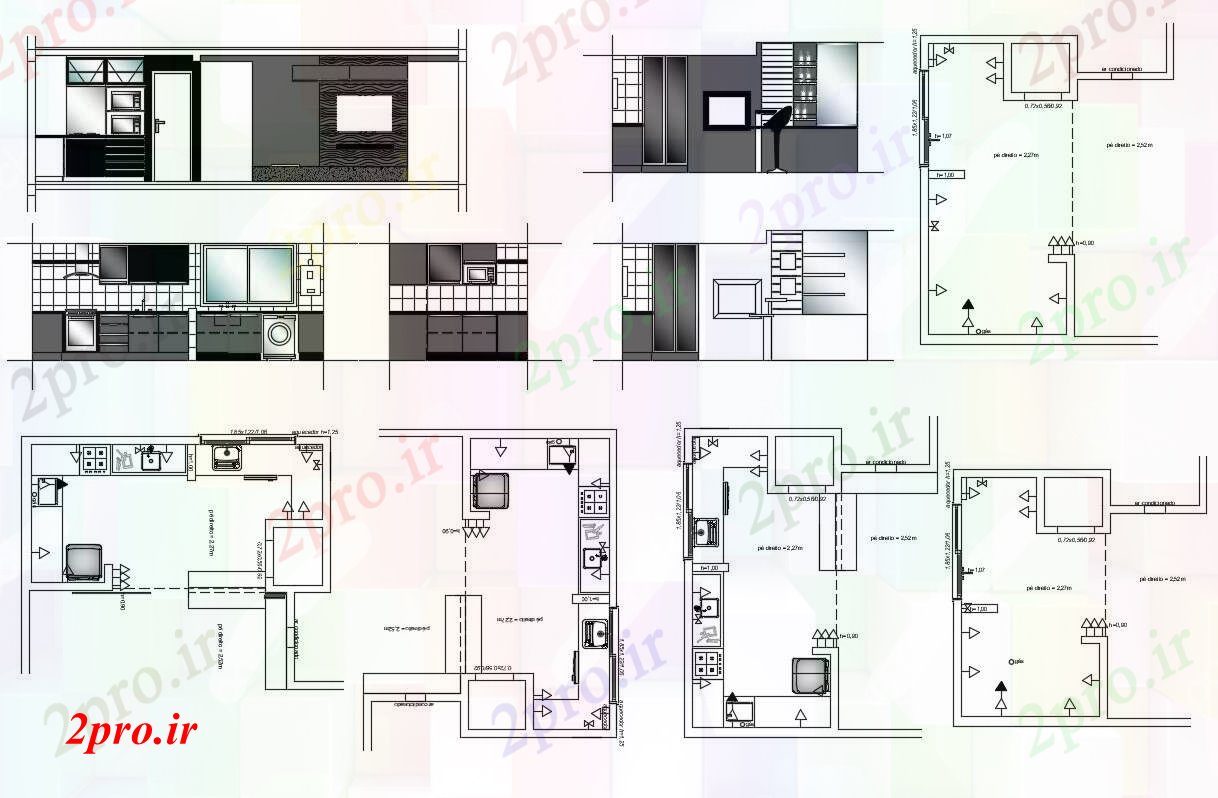 دانلود نقشه مسکونی  ، ویلایی ، آپارتمان  آشپزخانه طراحی داخلی اتوکد طراحی (کد89302)