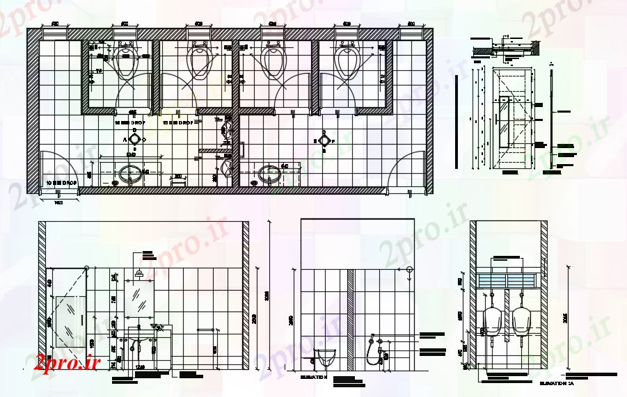 دانلود نقشه مسکونی  ، ویلایی ، آپارتمان  حمام طرحی  نشیمن (کد89310)