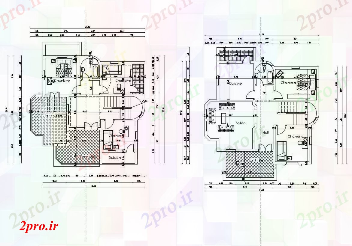 دانلود نقشه خانه های کوچک ، نگهبانی ، سازمانی - طراحی ویلا با ابعاد جزئیات  (کد89341)