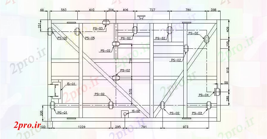 دانلود نقشه کارخانه صنعتی  ، کارگاه طرحی معماری سیستم ابزار آب (کد89364)