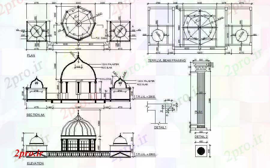 دانلود نقشه ساختمان اداری - تجاری - صنعتی مسجد طراحی (کد89411)