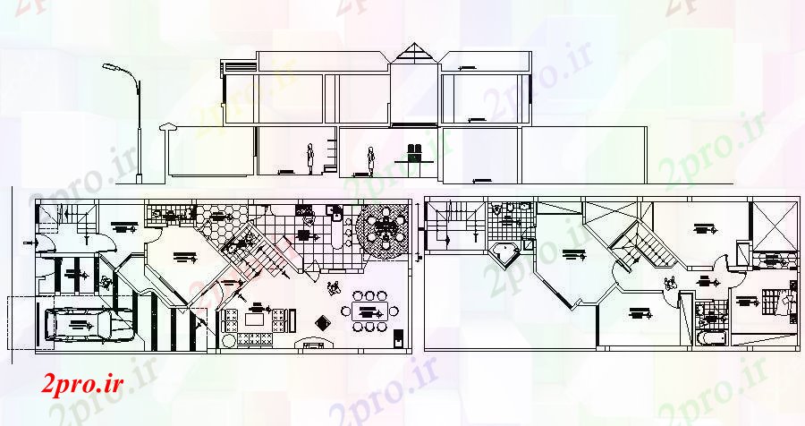 دانلود نقشه مسکونی  ، ویلایی ، آپارتمان  خانه مسکونی نمای (کد89412)