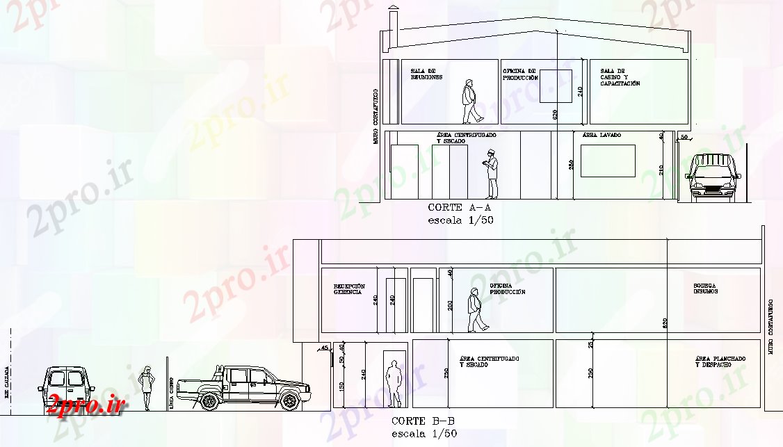 دانلود نقشه کارخانه صنعتی  ، کارگاه دفتر کوچک ساختمان نمای (کد89417)