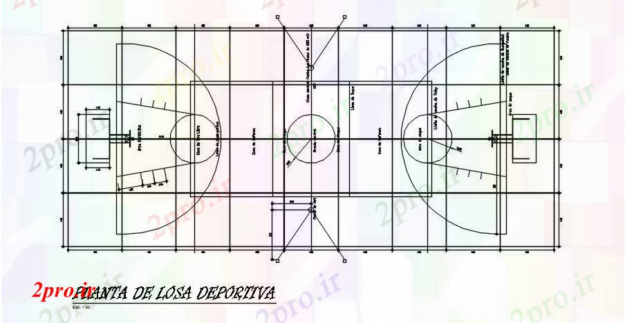 دانلود نقشه جزئیات ساخت و ساز زمین بازی طراحی (کد89428)