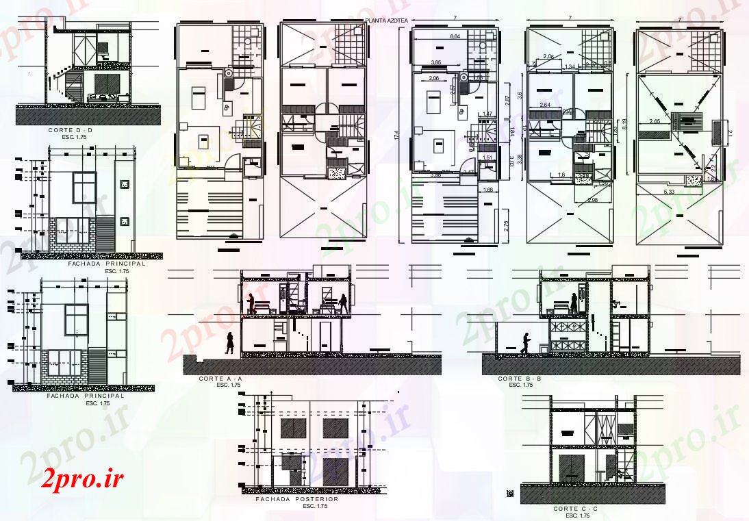 دانلود نقشه مسکونی  ، ویلایی ، آپارتمان  آپارتمان نمای (کد89447)