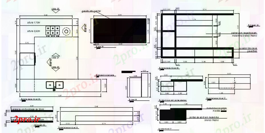 دانلود نقشه مسکونی  ، ویلایی ، آپارتمان  بلوک کابینتهای آشپزخانه (کد89476)