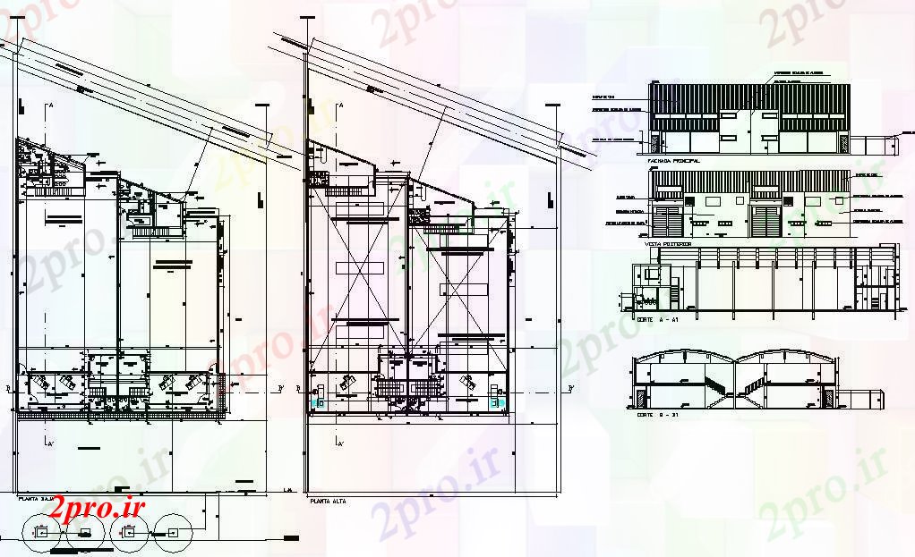 دانلود نقشه کارخانه صنعتی  ، کارگاه کارخانه  (کد89505)