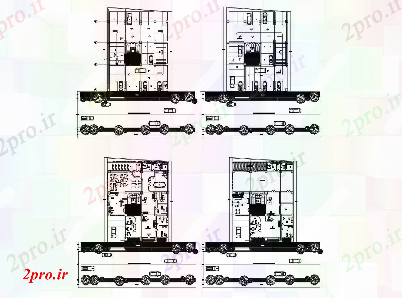 دانلود نقشه ساختمان اداری - تجاری - صنعتی طراحی معماری دفتر 23 در 30 متر (کد89512)