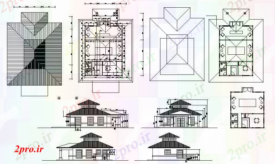 دانلود نقشه خانه های کوچک ، نگهبانی ، سازمانی - ویلایی نمای (کد89513)