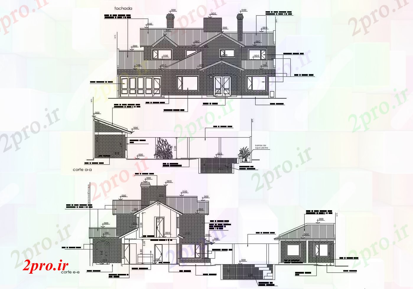 دانلود نقشه خانه های کوچک ، نگهبانی ، سازمانی - طراحی نما ویلایی (کد89514)