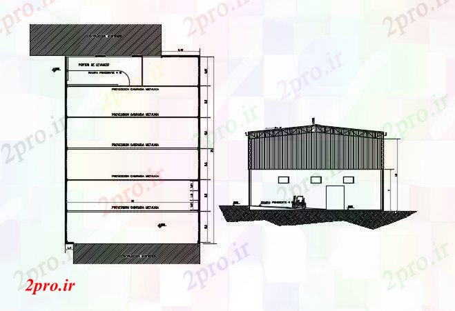 دانلود نقشه کارخانه صنعتی  ، کارگاه طرحی ساختمان صنعتی  (کد89551)