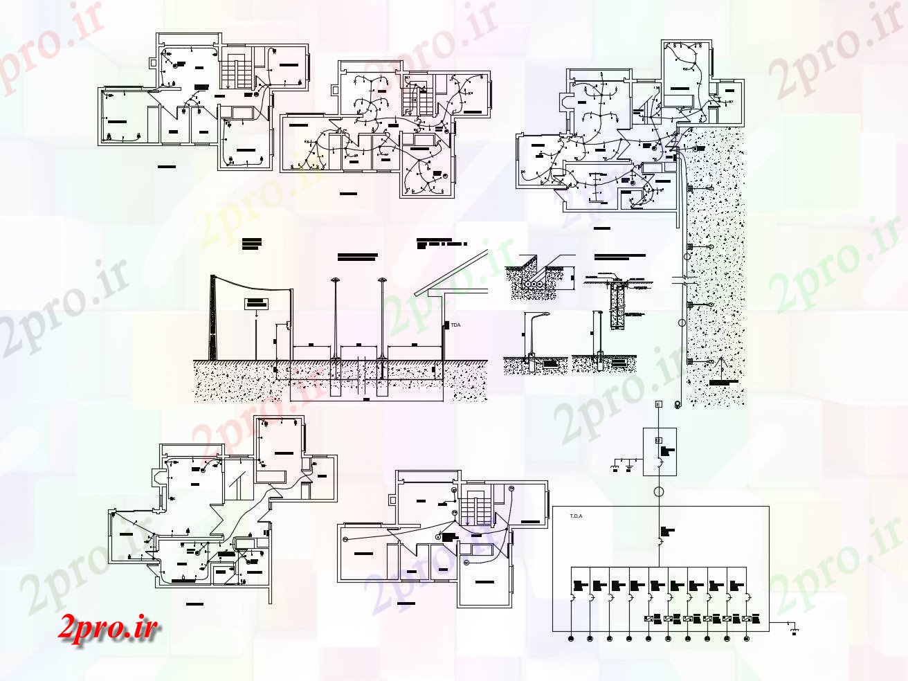 دانلود نقشه مسکونی  ، ویلایی ، آپارتمان  طرحی خانه های مسکونی با ابعاد جزئیات  (کد89580)