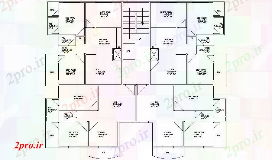 دانلود نقشه ساختمان اداری - تجاری - صنعتی ساده طرحی خانه طراحی 19 در 22 متر (کد89613)