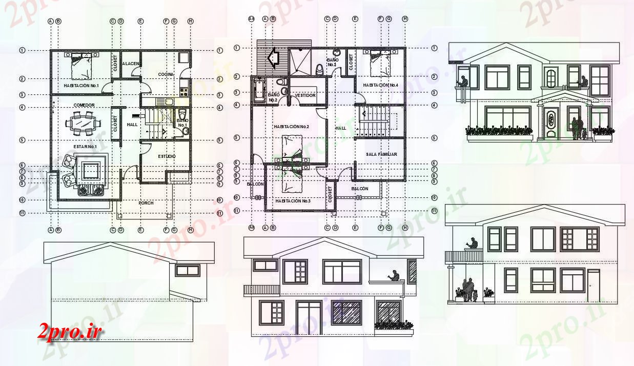 دانلود نقشه خانه های کوچک ، نگهبانی ، سازمانی - ساده  خانه نمای در  (کد89614)