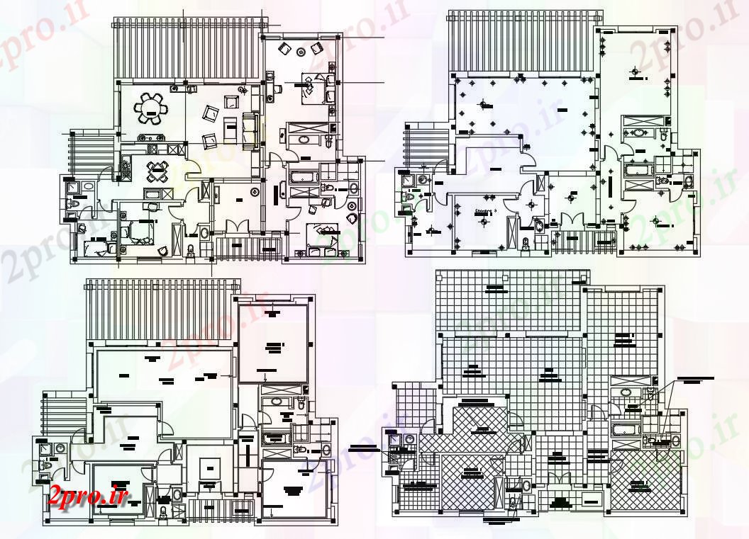 دانلود نقشه خانه مسکونی ، ویلاطرحی خانه مدرن 13 در 17 متر (کد89677)