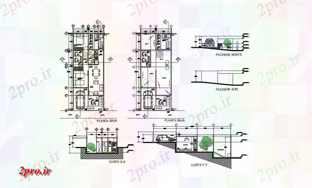 دانلود نقشه آپارتمان یک طبقه خانه طبقه طراحی 6 در 15 متر (کد89680)