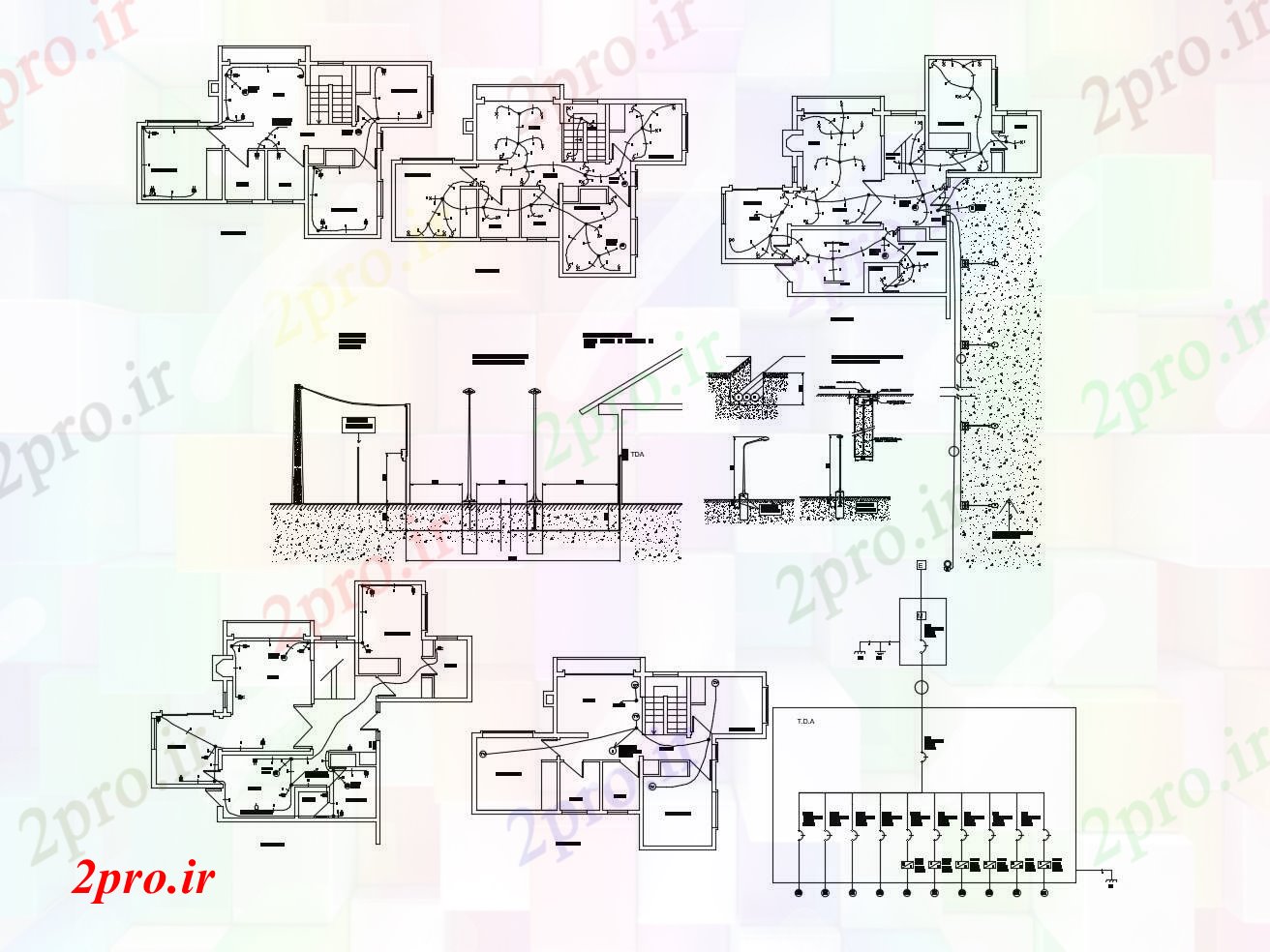 دانلود نقشه مسکونی  ، ویلایی ، آپارتمان  خانه مسکونی با ابعاد جزئیات (کد89704)