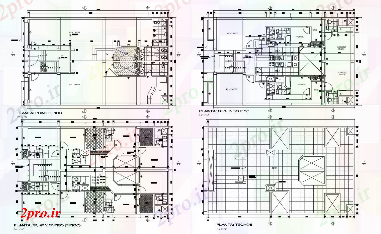 دانلود نقشه مسکونی  ، ویلایی ، آپارتمان  آپارتمان مسکونی (کد89729)