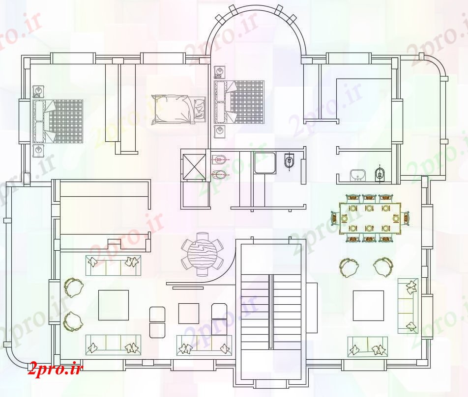 دانلود نقشه مسکونی  ، ویلایی ، آپارتمان  برنامه های خانه معماری (کد89764)