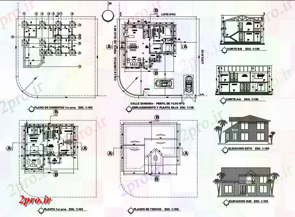 دانلود نقشه خانه های کوچک ، نگهبانی ، سازمانی - دو طبقه خانه طراحی (کد89792)