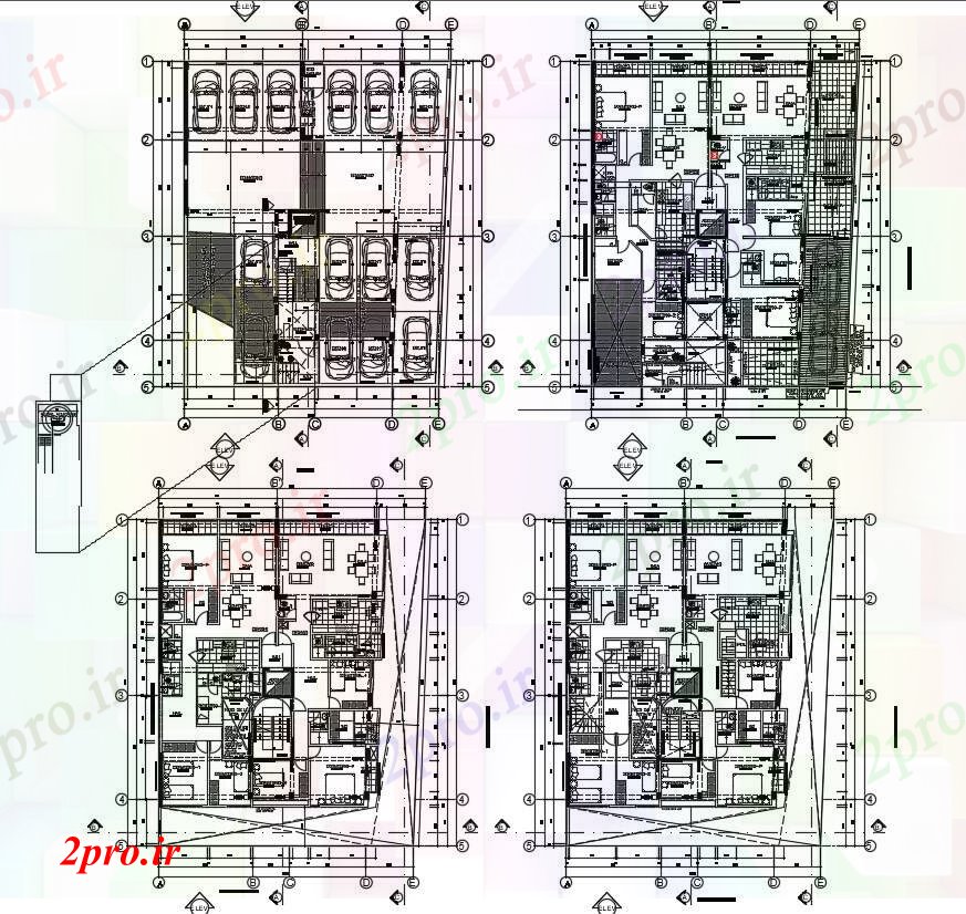 دانلود نقشه مسکونی  ، ویلایی ، آپارتمان  برنامه های ساختمان مسکونی با ابعاد جزئیات (کد89793)