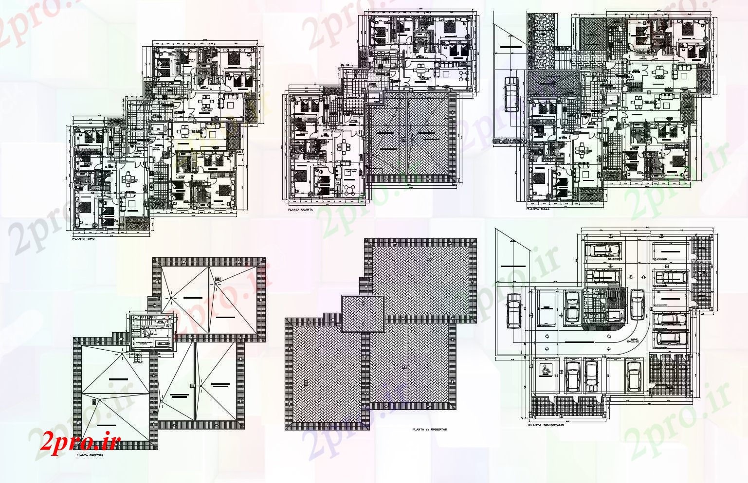 دانلود نقشه مسکونی  ، ویلایی ، آپارتمان  طراحی مسکونی با جزئیات مبلمان (کد89833)