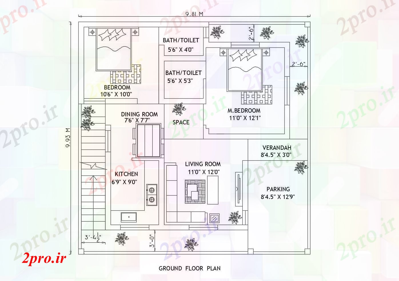 دانلود نقشه مسکونی  ، ویلایی ، آپارتمان  خانه مسکونی با جزئیات مبلمان (کد89834)