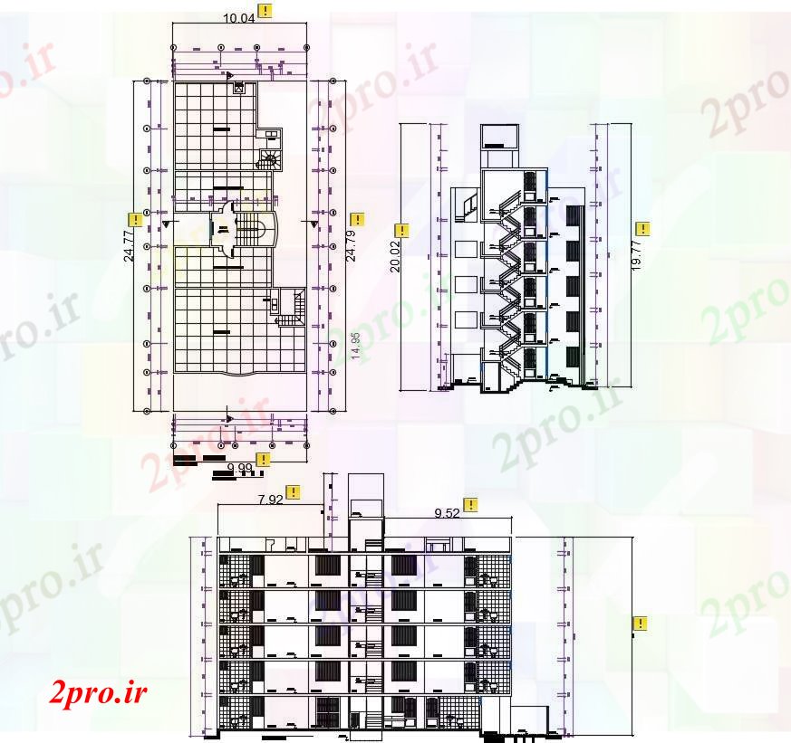 دانلود نقشه مسکونی  ، ویلایی ، آپارتمان   یک ساختمان مسکونی  (کد89843)