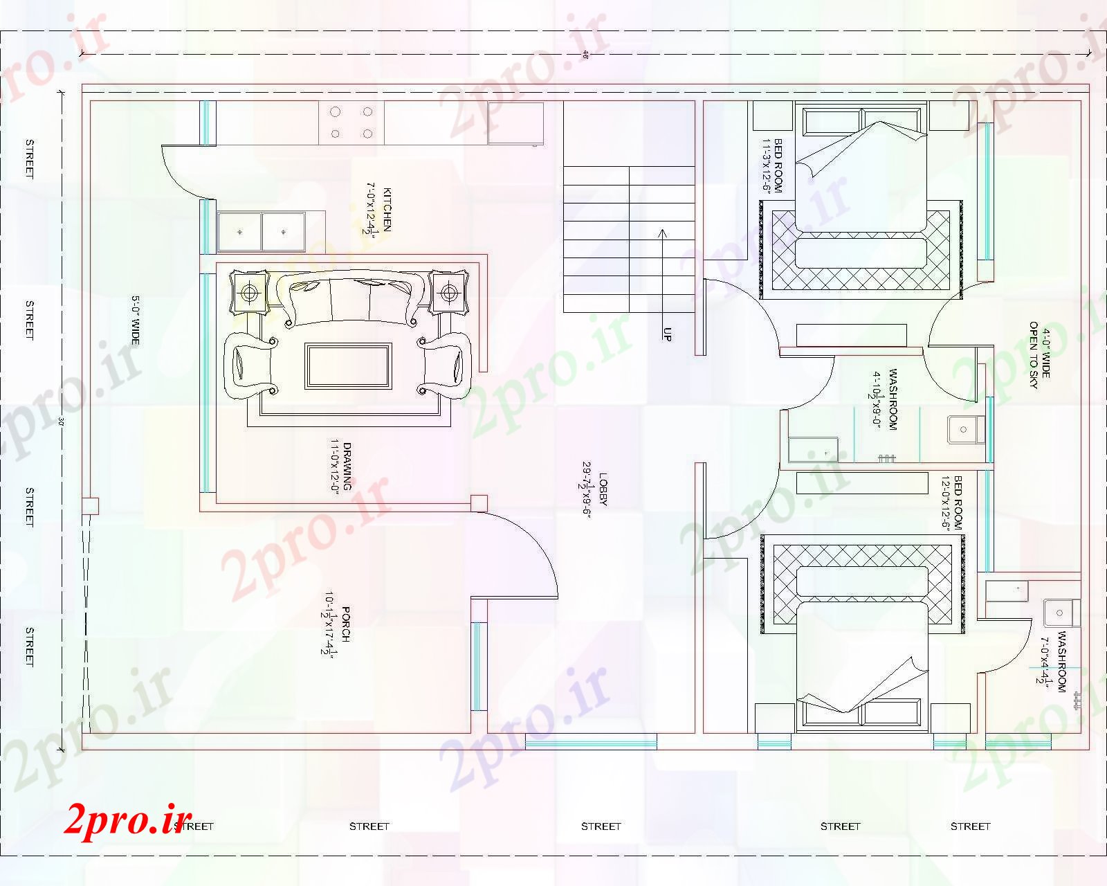 دانلود نقشه مسکونی  ، ویلایی ، آپارتمان  x46 'چیدمان خانه طرحی طبقه همکف (کد89846)