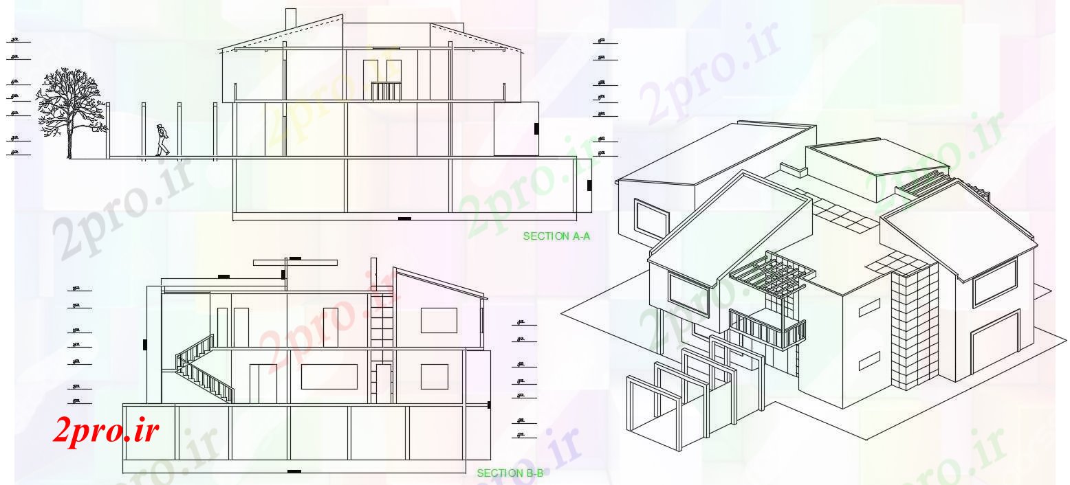 دانلود نقشه خانه های کوچک ، نگهبانی ، سازمانی - طراحی ویلا (کد89853)