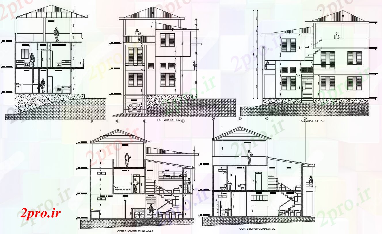 دانلود نقشه خانه های کوچک ، نگهبانی ، سازمانی - ویلا مسکونی با ابعاد جزئیات (کد89864)