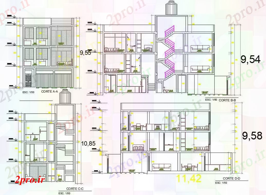 دانلود نقشه مسکونی  ، ویلایی ، آپارتمان  طرحی خانه خانواده با ابعاد جزئیات  (کد89867)