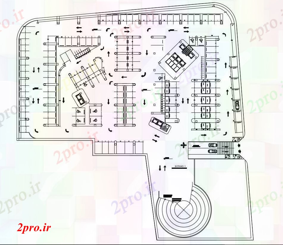 دانلود نقشه ساختمان اداری - تجاری - صنعتی طرحی معماری یک ساختمان تجاری 70 در 109 متر (کد89890)