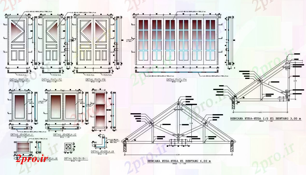 دانلود نقشه مسکونی  ، ویلایی ، آپارتمان  طرحی سقف خانه و جزئیات نما  (کد89953)