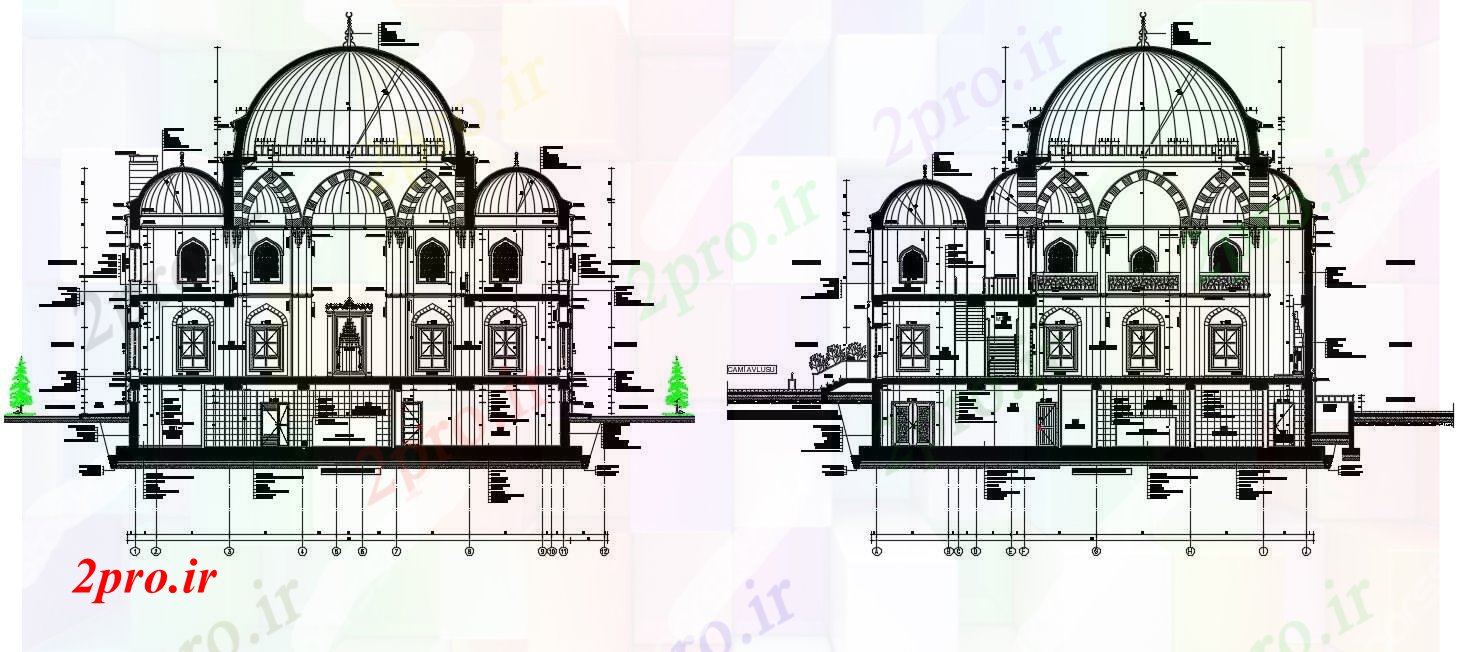 دانلود نقشه کلیسا - معبد - مکان مذهبی جزئیات معماری مسجد  (کد89972)