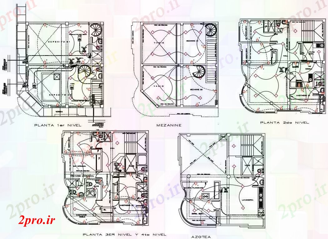 دانلود نقشه هتل - رستوران - اقامتگاه طراحی برق را در هتل 9 در 10 متر (کد89989)